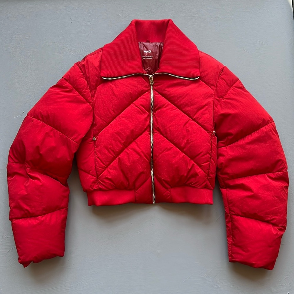 Red Mango Cropped Puffer Jacket sz M